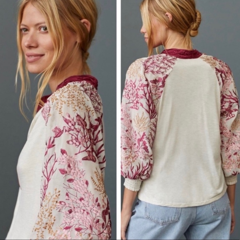 Anthropologie NWT TINY Embroidered Floral Tunic Blouse - Picture 1 of 9
